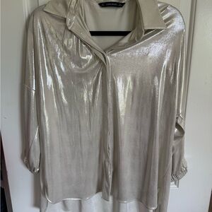 Zara Silver Metallic Top